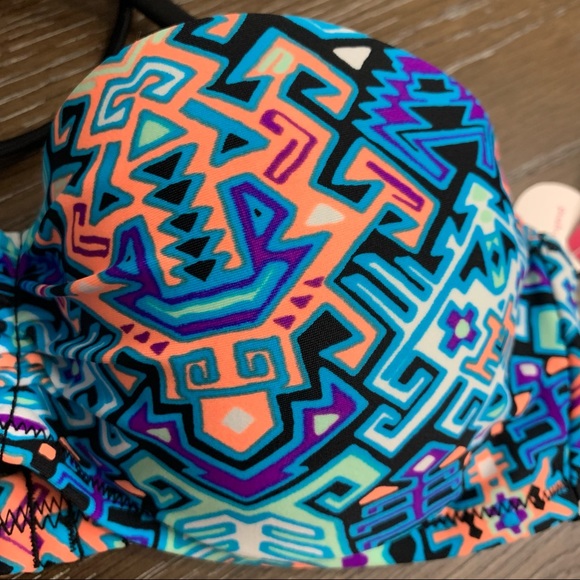 Xhilaration blue/turquoise Aztec print bikini top - Picture 2 of 6